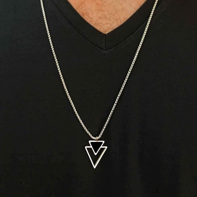Picture of Stylish Geometric Triangle Nacklace for Men  