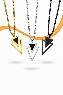 Picture of Stylish Geometric Triangle Nacklace for Men  