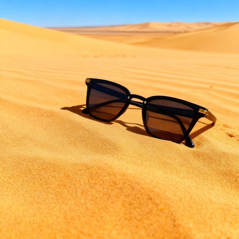 Picture of Stylish Double Bridge Sunglasses - UV Protected Black 