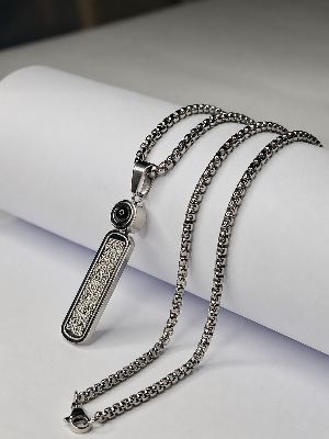 Picture of Elegant Arabic Calligraphy Silver Pendant Chain Necklace  