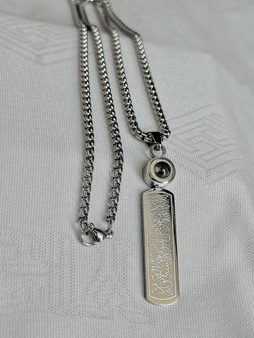 Picture of Elegant Arabic Calligraphy Silver Pendant Chain Necklace  