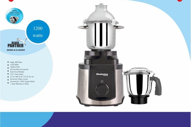 Picture of Hindustan Mahavir Blender plus Mixer Grinder 1200 watts Black Panther Multi-Color