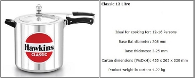 Picture of Hawkins Classic Pressure Cooker 12L Silver