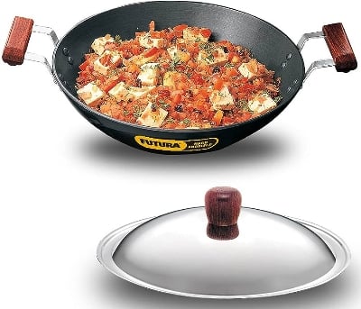 Picture of Hawkins Futura 5 Litre Deep Karai with Stainless Steel Lid (AD50S) Black