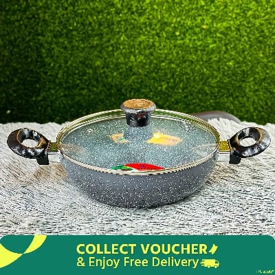 Picture of Kiam Marble Coated Karai With Glass Lid 22cm Multicolor