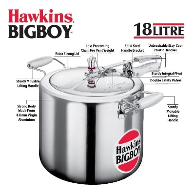 Picture of Hawkins Pressure Cooker/ Hawkins Bigboy 18 Litre Silver