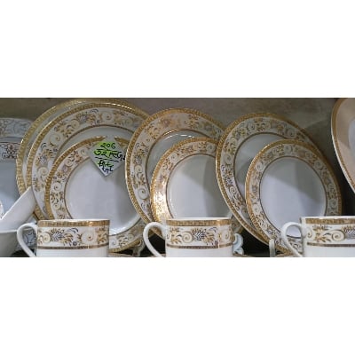 Picture of 32 pieces Ariane Brand dinner set for gift and home decoration- 6 Dinner Plates, 6 Half Plates, 1 Rice Dish, 1 Curry serving bowl, 6 Soup Bowl, 6+6 coffee cup + saucer Multicolor206