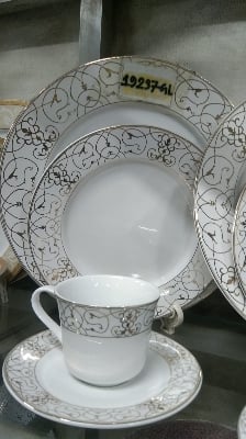 Picture of 32 pieces Ariane Brand dinner set for gift and home decoration- 6 Dinner Plates, 6 Half Plates, 1 Rice Dish, 1 Curry serving bowl, 6 Soup Bowl, 6+6 coffee cup + saucer Multicolor206