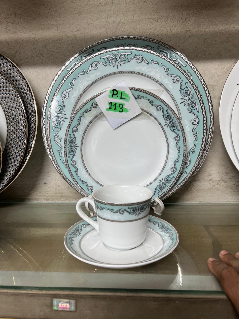 Picture of 32 pieces Ariane Brand dinner set for gift and home decoration- 6 Dinner Plates, 6 Half Plates, 1 Rice Dish, 1 Curry serving bowl, 6 Soup Bowl, 6+6 coffee cup + saucer Multicolor213