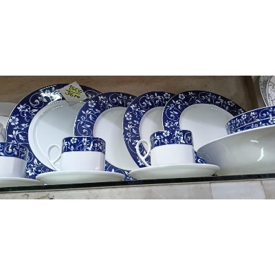Picture of 32 pieces Ariane Brand dinner set for gift and home decoration- 6 Dinner Plates, 6 Half Plates, 1 Rice Dish, 1 Curry serving bowl, 6 Soup Bowl, 6+6 coffee cup + saucer Multicolor15210