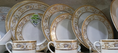 Picture of 32 pieces Ariane Brand dinner set for gift and home decoration- 6 Dinner Plates, 6 Half Plates, 1 Rice Dish, 1 Curry serving bowl, 6 Soup Bowl, 6+6 coffee cup + saucer Multicolor15210