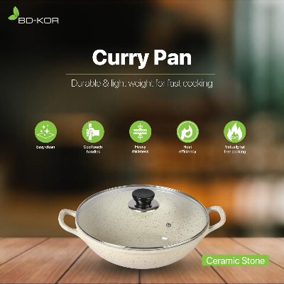 Picture of BD-KOR CURRY PAN 28CM Non-Stick Premium Marble Coating with Glass Lid