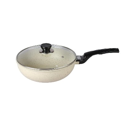 Picture of BD-KOR WOK PAN (26 CM) Non-Stick Premium Marble Coating with Glass Lid Gray