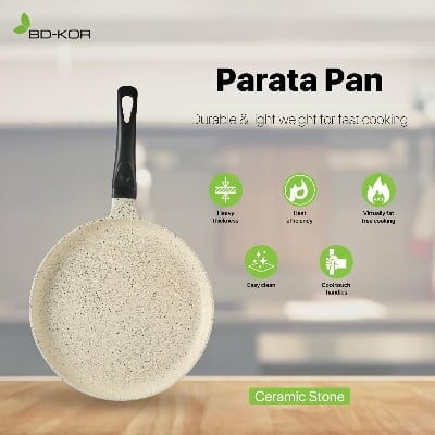 Picture of BD-KOR DOSA/ PARATHA PAN (28 CM) Non-Stick Premium Marble Coating Gray