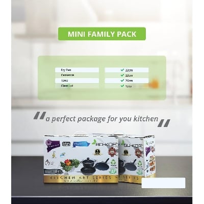 Picture of BD-KOR Non-Stick FAMILY PACK 4 Pcs Premium Marble Coating Grey