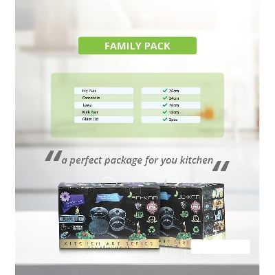 Picture of BD-KOR Non-Stick FAMILY PACK 7 Pcs Premium Marble Coating Grey