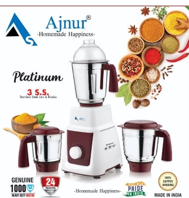 Picture of 1000 Watts Ajnur Platinum Blender Plus Mixer Grinder Multicolor