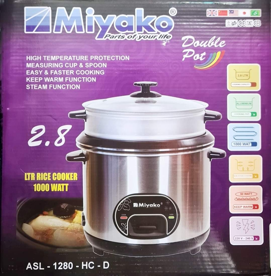 Picture of Miyako 2.8 LTR Double Pot Rice Cooker ASL-1280-HC-D Multicolor