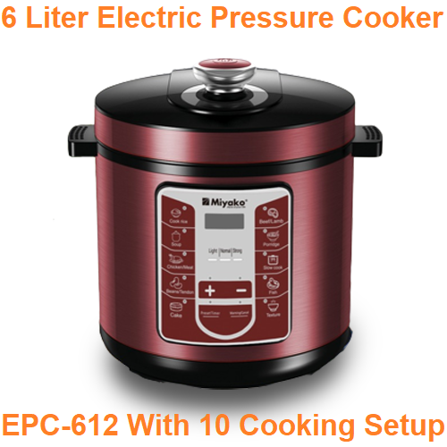 Picture of 6 Liter Miyako Electric Pressure Cooker EPC-612 With 10 Cooking Setup Multicolor