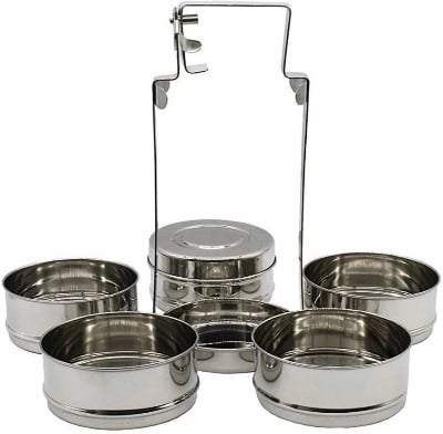 Picture of 5 Bowl Stainless Steel Food Carrier 18CM 304 FOOD GRADE Silver5BOWL