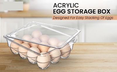 Picture of Indian Acrylic Egg Storage Box for 12 Eggs | Unbreakable, BPA Free, Food-Grade (Transparent) Multicolor