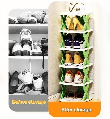 Picture of Multi-functional household foldable shoe cabinet, home balcony toy foldable storage Multicolor