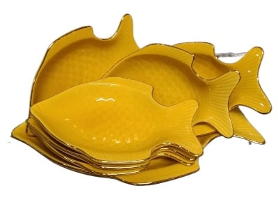 Picture of New fish design 7 Pcs Sweet Bowl Set Including Serving Dish , Oven Proof porcelain Ceramic Porcelain Snack Bowl Set,Ceramic Firni Set & bati, Soup & Firni Bati Multicolor