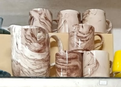 Picture of Marble design 7 Piece Drinking Set / 7 Pes Ceramic Jug Set 1 Jug And 6 Mugs Multicolor
