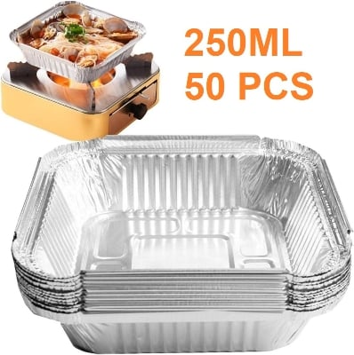 Picture of Aluminium Foil Container box 250ml 50 pcs Multicolor