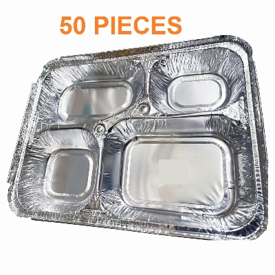 Picture of 4 Chamber Aluminium Foil Container box 50 pcs Multicolor