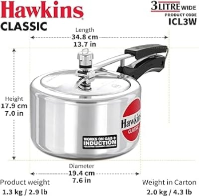 Picture of Hawkins IC Classic pressure cooker 3 Liter INDUCTION Multicolor
