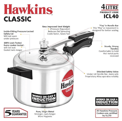 Picture of Hawkins IC Classic pressure cooker 4 Liter INDUCTION Multicolor