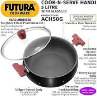 Picture of Hawkins Hard Anodised Handi (ACH50G) 5 LTR with Lid Multicolor