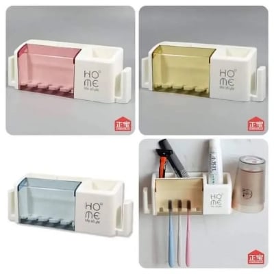 Picture of Toothbrush holder home life style modern minimalist rack wall-mounted bathroom creative home family of four - bathroom corner shelf Multicolor