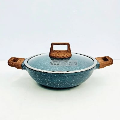 Picture of 24CM MGC Ajnur Marble Karai With Glass Lid Multicolor