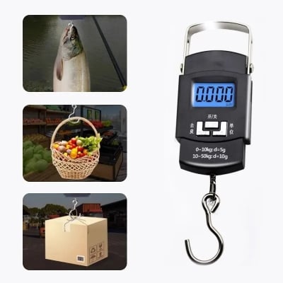 Picture of Digital Hanging Weight Scale, Portable Hanging Electronic Hook Scale-Black - Weight Machine Digital Multicolor