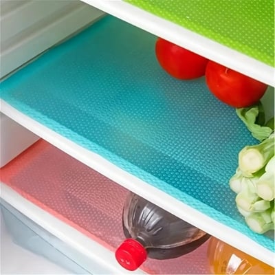 Picture of 4PCS EVA Waterproof Refrigerator Liner Mat Washable Mildew Kitchen Pad Anti-oil Cabinet Drawer Placemat Heat-insulat Fridge Mat Multicolor