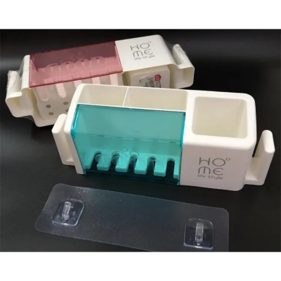 Picture of Toothbrush holder punch-free modern minimalist rack wall-mounted toothbrush holder bathroom creative home family of four - bathroom corner shelf Multicolor