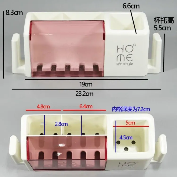 Picture of Toothbrush holder punch-free modern minimalist rack wall-mounted toothbrush holder bathroom creative home family of four - bathroom corner shelf Multicolor