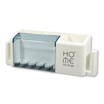 Picture of Toothbrush holder punch-free modern minimalist rack wall-mounted toothbrush holder bathroom creative home family of four - bathroom corner shelf Multicolor