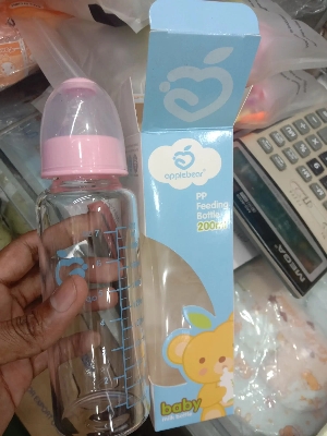 Picture of ApplebearBaby Feeder Apple Bear PP Feeding Glass Bottle with Silicone Nipple 200ml Multicolor