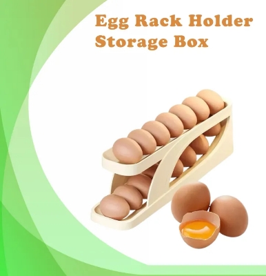 Picture of Automatic Roll-Down Double-Layer Egg Organizer, Automatic Scrolling Egg Dispenser Holder Storage Box Container Refrigerator for Refrigerator Kitchen Cabinet-1pcs-Best Rate Multicolor