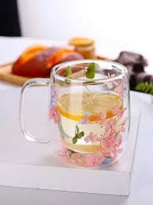 Picture of 4 Pieces 520ml Heat-resistant thickened glass cup with simple large-capacity drinking cup tea cup household transparent cup men and women tea Multicolor