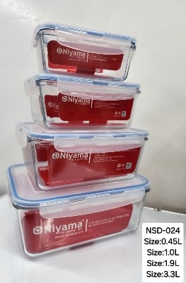 Picture of 4 pcs Set Microwave Oven Heating Lunch Box Healthy Glass Food Container with Lid NSD-024 Multicolor
