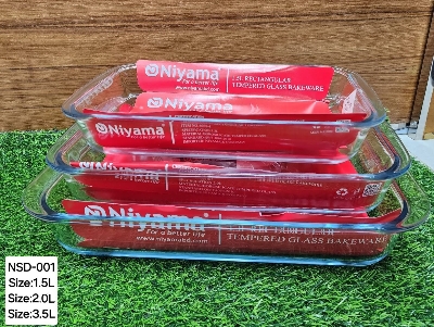 Picture of 3 Pcs Tempered Glass Rectangular Shaped Serving Bowls Set NSD-001 Multicolor