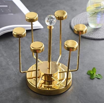 Picture of Stainless Steel Moving Glass Holder - 6 Holder - Golden Multicolor
