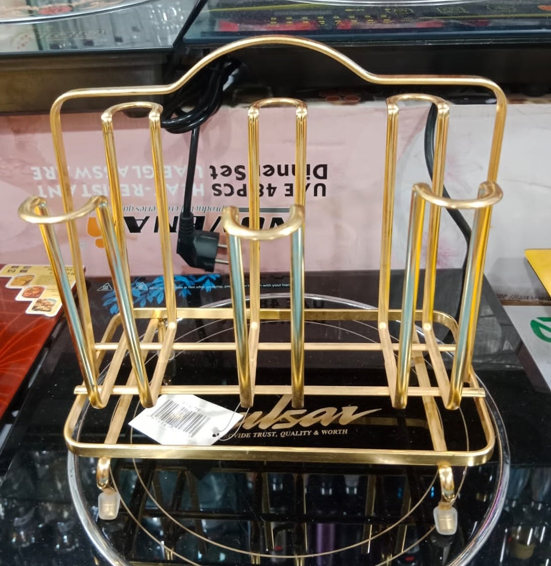 Picture of Rectangular Glass Holder - 6 Holder - Golden Multicolor