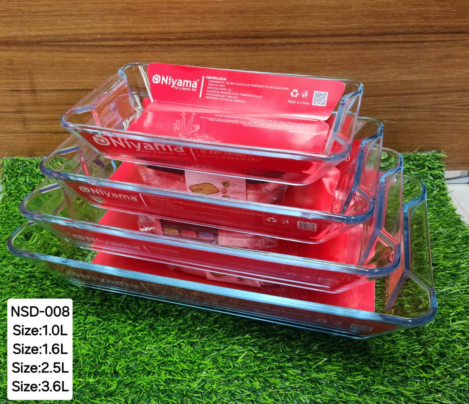 Picture of 4 Pcs Tempered Glass Rectangular Shaped Serving Bowls Set NSD-008 Multicolor