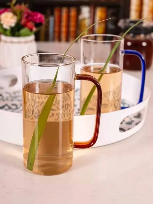 Picture of 4 Pieces 380ML Borosilicate Glass Coffee Mug with Colored Handle GPB31-380/L4 Multicolor