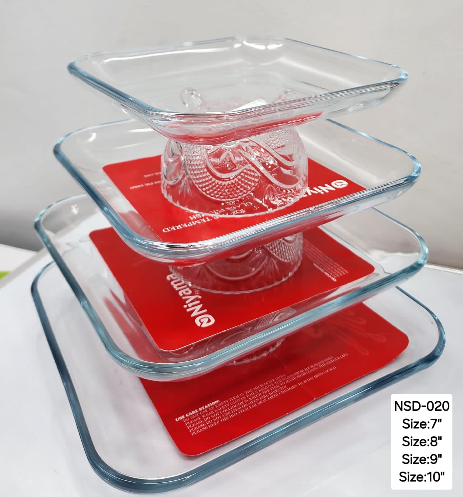 Picture of 4 Pcs Tempered Glass Square Shaped Serving Bowls Set NSD-020 Multicolor
